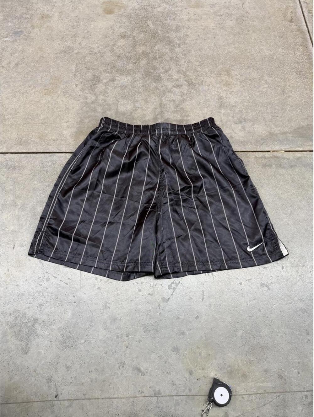 vintage nike striped black and white made in usa nylon shorts size large